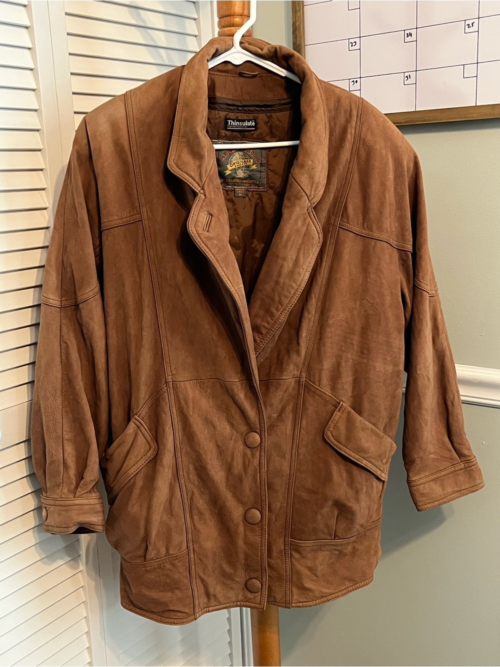 Vintage Wilson Adventure Bound Brown Leather Shawl Collar Jacket